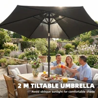 Outsunny 2m Garden Parasol Umbrella, Outdoor Table Parasol Umbrella with Crank Handle, Tilt Function, UV30+ Protection(m-4)