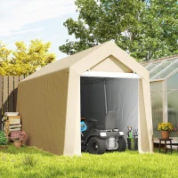 Outsunny Abri de jardin tente de stockage portable pour extérieur avec cadre en acier galvanisé et grande porte 2 x 3,6 m beige(m-10)