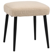HOMCOM Repose pied salon, tabouret ottoman en tissu effet laine bouclée, pieds en acier, 42 x 42 x 44 cm, beige