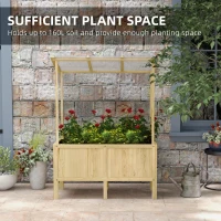 Outsunny Wysokie łóżko ogrodowe z drewna, tunel foliowy z pokrywą, skrzynia na rośliny z materiałem włóknistym, donica na kwiaty i zioła do ogrodu, balkonu, 110 x 60 x 152 cm, naturalne(m-4)