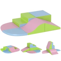 HOMCOM Juego de 6 Bloques de Construcción Figuras de Construcción Juguete para Aprendizaje para Escalar y Gatear Multicolor(m-1)