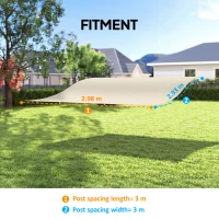 Outsunny Replacement Pergola Canopy Sun Shade for Patio Cover Replacement Canopy for 3 x 3 m Gazebo 298x293 cm Cream White(m-3)