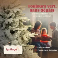 HOMCOM Sapin de Noël artificiel floqué de neige 150 cm, arbre de Noël avec 828 branche, support en métal pliable, vert(m-4)
