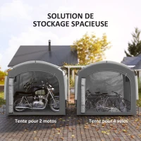 Outsunny Tente de vélo abri de vélo portable pour 3-4 vélos avec 2 poches latérales 205 x 140 x 188 cm gris foncé(m-4)