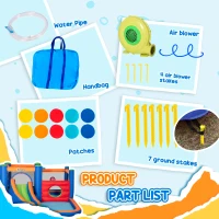 Outsunny Zjeżdżalnia wodna, dmuchany plac zabaw z wentylatorem(m-5)