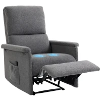 HOMCOM Fauteuil de massage inclinable, fauteuil de relaxation, dossier réglable, large assise, repose-pied, 69x84x99cm, gris(m-11)