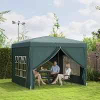 Outsunny Tonnelle Barnum Tente de réception Pliante 3 x 3 x 2,58 m avec fenêtres + Sac de Transport vert(m-12)