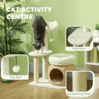PawHut 79cm Cat Tree, Cat Tower for Indoor Cats with Sisal Scratching Posts, Cat Condo, Cat Beds, Platform, Toy Ball, Cat Activity Centre, Cream White(m-4)