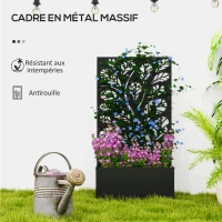 Outsunny Jardinière avec brise-vue paravent treillis pour Plante Grimpante, bac à Fleurs - dim. 61L x 23l x 113H cm(m-6)