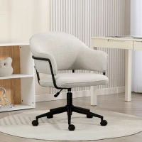 HOMCOM Chaise bureau ergonomique, fauteuil de bureau avec hauteur réglable, pivotant 360°, 63 x 65 x 83-92 cm, crème(m-2)