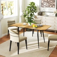 HOMCOM Table à manger pliante table extensible 120-160 cm jusqu'à 6 à 8 personnes avec pieds en acier, naturel(m-10)