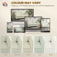 HOMCOM Sofa 2-osobowa, mała sofa z materiałem Sherpa-Fleece, 137 cm, do salonu, kremowobiała(m-7)