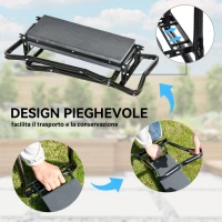 Outsunny Sedia Inginocchiatoio 2 in 1 in Acciaio con Borsa Portaoggetti e Cuscino in EVA, 58x28x49 cm, Grigio e Nero(m-5)