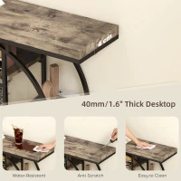 HOMCOM Industrial Console Table with Storage Shelves - Rustic Brown(m-5)