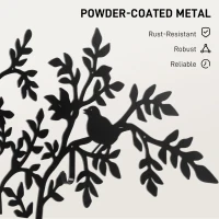 HOMCOM Wieszak ścienny, Wieszak na płaszcze montowany na ścianie, Design drzewa z ptakami, Czarny(m-5)