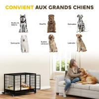 PawHut Cage pour chien animaux cage de transport sur roulettes 2 portes verrouillables plateau amovible 92 x 62 x 75 cm noir(m-7)