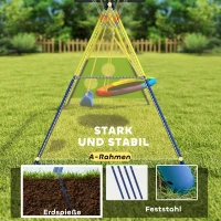 AIYAPLAY Schaukelgestell 4-in-1 Schaukel-Set bis 150 kg mit Nestschaukel Basketballkorb Fußballtor U-Schaukel 288 x 160 x 220 cm(m-5)