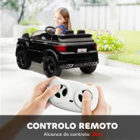 HOMCOM Carro Elétrico SUV Infantil 12V com 2 Motores Controlo Remoto Faróis Buzina Bluetooth Música USB e Abertura de Porta 3-5km/h 110x68x52cm Preto(m-5)