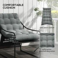 Outsunny Fotel Ogrodowy z Grubym Siedziskiem, Fotel Tarasowy z Podłokietnikami(m-4)