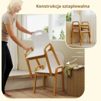 AIYAPLAY zestaw drewnianych krzeseł dla dzieci, antypoślizgowe nakładki na nóżki, 3–15 lat, regulacja wysokości, Biały(m-7)