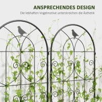 Outsunny Spalier voor klimplanten met vogels, set van 2, tuingaas voor groenten, druivenranken, bloemen, metaal, 50 x 150 cm, zwart(m-5)