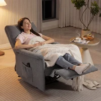 HOMCOM Fauteuil de massage inclinable, fauteuil de relaxation, dossier réglable, large assise, repose-pied, 69x84x99cm, gris(m-7)