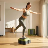 SPORTNOW Step Fitness Antiderrapante com Altura Ajustável de 10/15/20/25/30 cm Carga Máxima de 150 kg Verde(m-2)