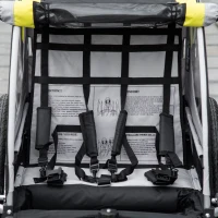 HOMCOM Remorca pentru bicicleta pentru copii 2 in 1, centura in 5 puncte, geanta de depozitare, reflector, steag, galben(m-14)