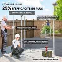 Outsunny Abri de jardin en résine 4,56 m² avec kit de fondation galvanisé structure en aluminium 240 x 190 x 228 cm gris foncé(m-4)
