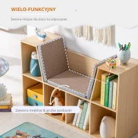 HOMCOM regał dziecięcy z podnóżkiem fotelik dziecięcy z 6 przegródkami na klatkę piersiową z 3 poduszkami pudełko na zabawki od 3 lat, piankowy, biało-szary, 103 x 30 x 60 cm(m-5)