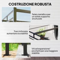 Outsunny Pergola Gazebo 3x3 m con Tetto Scorrevole UV30+ e 4 Pareti Laterali, Grigio Scuro(m-6)