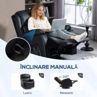 HOMCOM Fotoliu Relax Reclinabil cu 8 Puncte de Masaj și Încălzire, Negru(m-5)