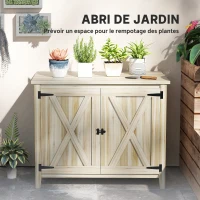 Outsunny Armoire de jardin en bois, placard de jardin en bois avec étagères et double portes, 110 x 60 x 88,5 cm, bois naturel(m-5)