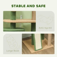 PawHut Cat Tree for Indoor Cat Large Adult with Green Leaves, 55 Inch Cat Tower with Cat Scratching Posts, Cat Condo, Scratching Pad, Ramp, Two Dangling Balls, Green(m-6)