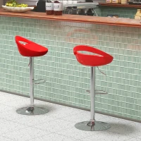 HOMCOM Lot de 2 tabourets de bar chaises de bar hauteur réglable dossier et repose-pieds pivotant à 360° 46x41x76-96cm rouge(m-10)