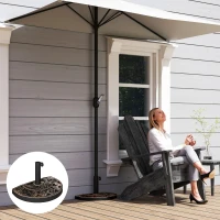 Outsunny Pied de parasol base de lestage parasol demi-cercle poids net 9 kg résine imitation fonte motif fleur 50L x 31l x 32H cm bronze(m-10)