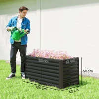 Outsunny Lot de 2 lits de jardin surélevés carrés potagers cadre en acier galvanisé fond ouvert 120 x 60 x 60 cm gris foncé(m-3)