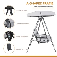 Huśtawka ogrodowa 2-osobowa, regulowany dach, szary kolor(m-6)