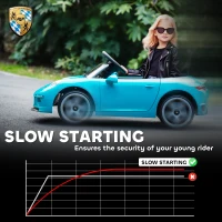 AIYAPLAY Kids Electric Car, 12V Licensed RUF GT Ride on Car with Suspension, Remote Control, Music, for 3-5 Years, Blue(m-6)