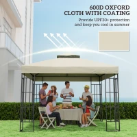 Outsunny zamienny dach do pawilonu 3 x 3 m, wodoodporny dach pawilonu, podwójny dach zamienny do ogrodowego pawilonu z tkaniny Oxford, 370 g/m², kremowobiały, bez ramy(m-6)