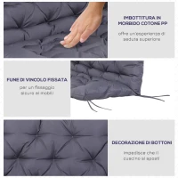 Outsunny Cuscino da Giardino 2 Posti con Schienale per Panche e Dondoli, 132x110x10 cm, Grigio Scuro(m-6)