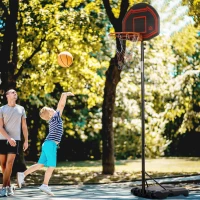HOMCOM Panier de basket extérieur avec poteau panneau, base de lestage sur roulettes hauteur réglable 2,1-2,6 m (panier)(m-10)