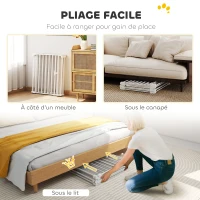 PawHut Barrière de sécurité en métal parc enclos pliable et modulable pour chien et enfant 6 panneaux 61 x 75 cm blanc(m-8)