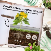 Outsunny Carré potager rectangulaire, lit de jardin surélevé en acier galvanisé, fond ouvert, 240 x 60 x 30 cm, brun foncé(m-5)