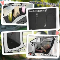 PawHut Cărucior pentru Câini Pliabil cu Husă de Ploaie, Roți Rotative și Pernuță Lavabilă, 77x44x102cm, Gri(m-9)