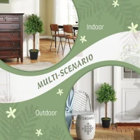 HOMCOM Decorative Artificial Plant, 90cm UV Resistant Faux Boxwood Tree with Plastic Pot and Flocking, Fake Plants for Indoor Outdoor Decor, Green(m-5)