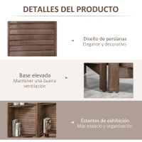 HOMCOM Biombo Plegable de 4 Paneles de Madera 162x170 cm Biombo Separador de Ambientes con 3 Estantes Nogal(m-6)
