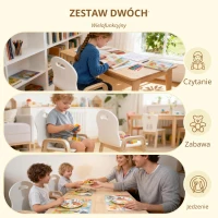 AIYAPLAY zestaw drewnianych krzeseł dla dzieci, antypoślizgowe nakładki na nóżki, 3–15 lat, regulacja wysokości, Biały(m-5)