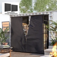 Outsunny Lot de deux housses pour râtelier à bûches housses pour porte-bûches protection l'eau les UV toile Oxford 600D noir(m-10)
