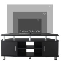 HOMCOM Mobile Porta TV Classico da Soggiorno con 2 ripiani e 2 Armadietti Nero(m-4)